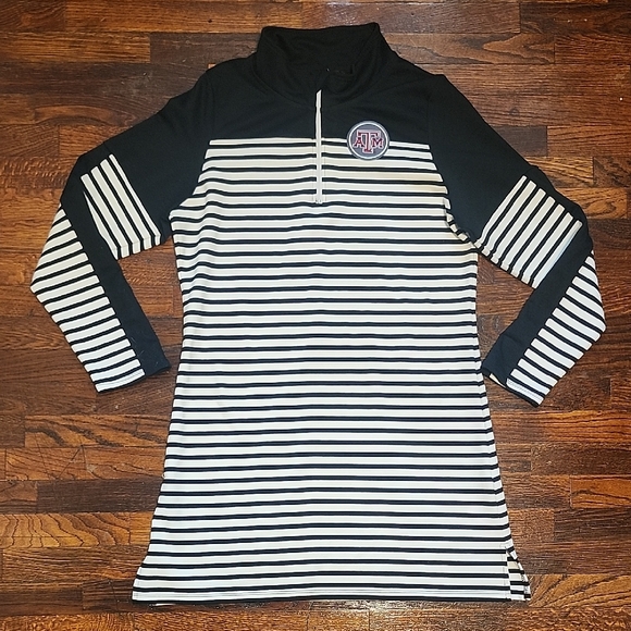 NWT Gameday Couture Texas A&M Long Sleeve Striped Dress with Half-Zip Neckline - Picture 1 of 9